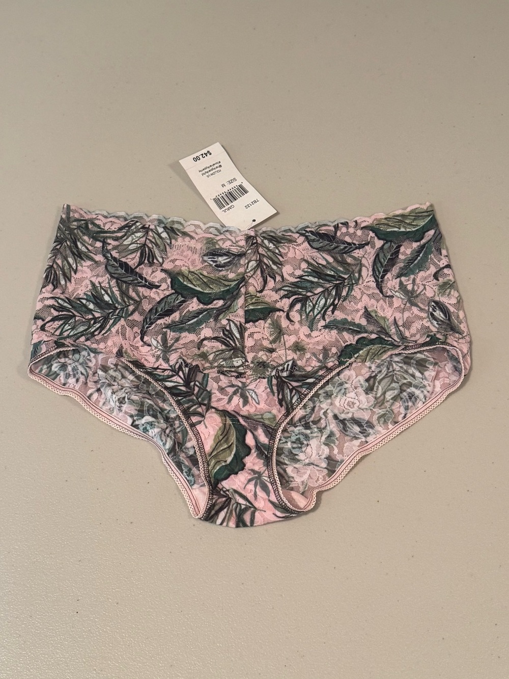 NWT Hanky Panky High-Waist Floral Lace Shorts - Pink & Green Vintage Style